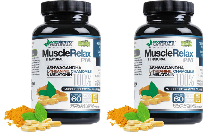 EcoStream Naturals Night-Time PM - 2-Pack (Over 2,300 mg per Pack) | Magnesium, Ashwagandha, Valerian & Passion Flower