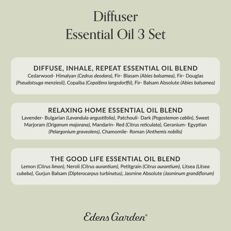 Edens Garden Diffuser Oils 3 Pack – 100% Pure Therapeutic Grade Aromatherapy