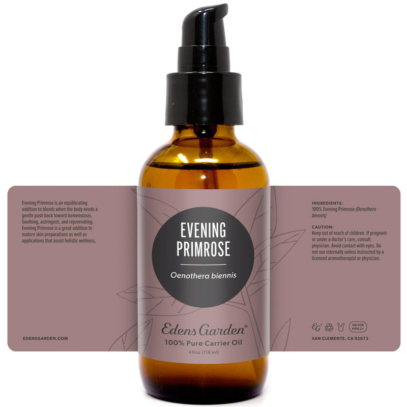 Edens Garden Evening Primrose Carrier Oil - 100% Pure, Premium Cold-Pressed & Hexane Free - 118 ml (4 fl oz) for Face, Skin, Hair & Nails