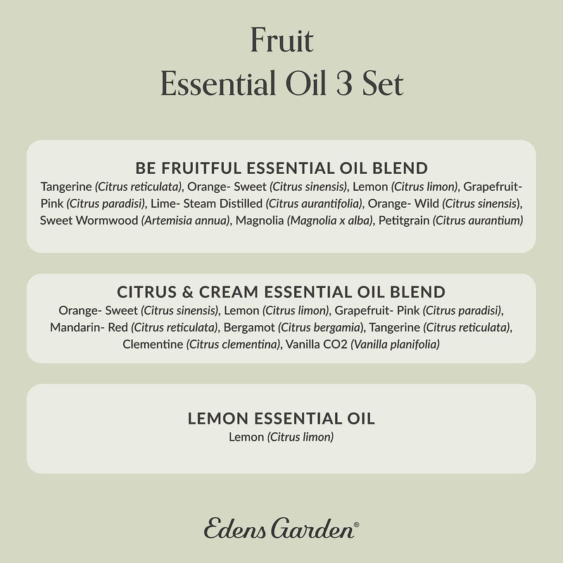 Edens Garden Fruit Essential Oils 3 Set – 100% Pure Therapeutic Grade