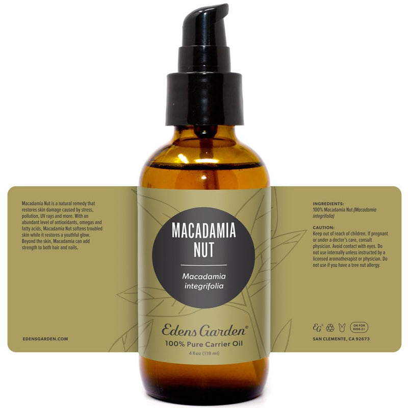 Edens Garden Macadamia Carrier Oil - 100% Pure, Cold-Pressed, Hexane Free
