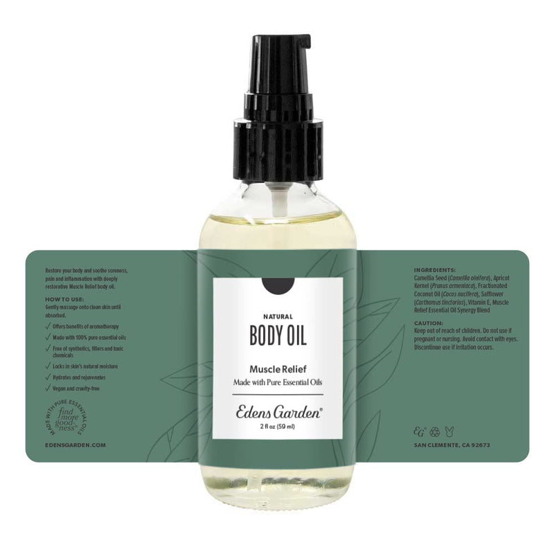 Edens Garden Muscle Relief Bath & Body Oil – Peppermint and Wintergreen, 2 oz