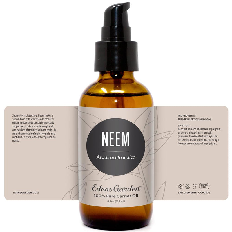Edens Garden Neem Carrier Oil – 100% Pure, Cold Pressed, Hexane Free | For Face, Skin, Hair & Nails | 118 ml