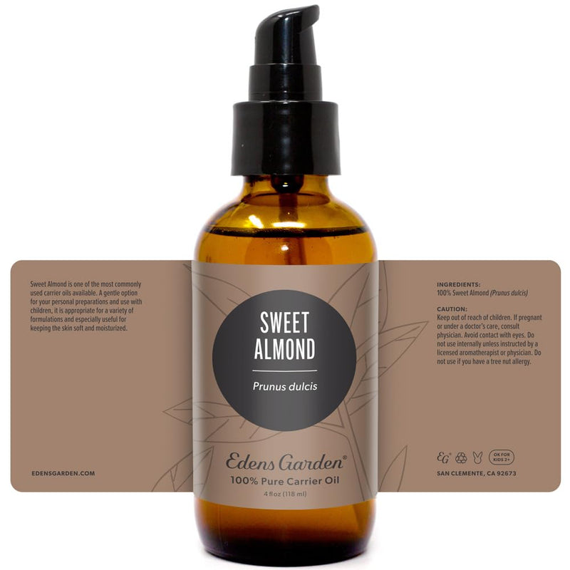Edens Garden Sweet Almond Carrier Oil – 100% Pure, Cold-Pressed & Hexane Free, 118 ml (4 fl oz)