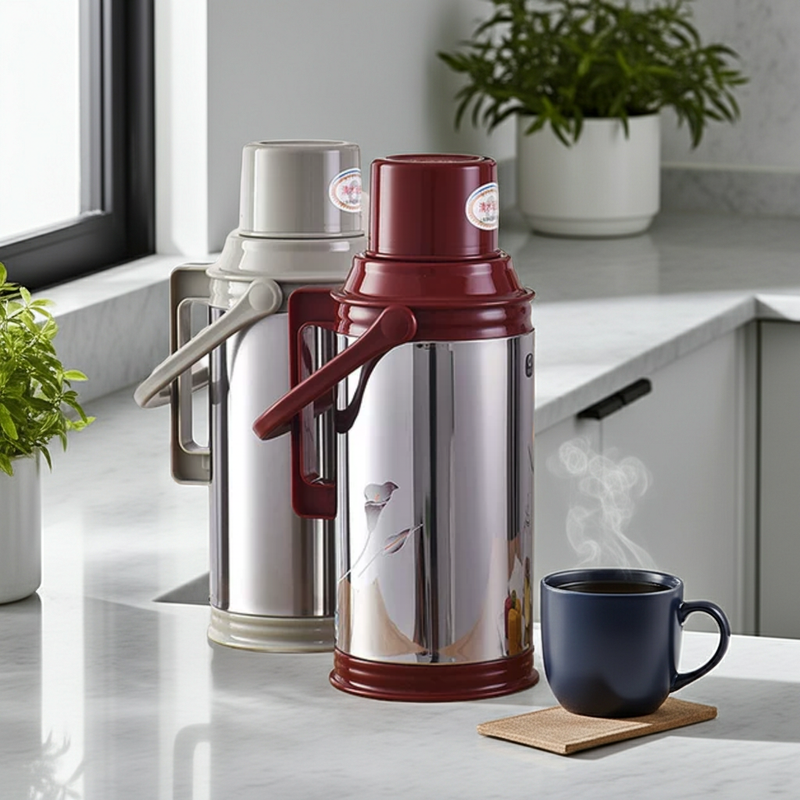 3.2L Large Vacuum Insulated Thermos Flask Jug | Glass Lined | Handle & Pouring Spout | Hot & Cold Drinks