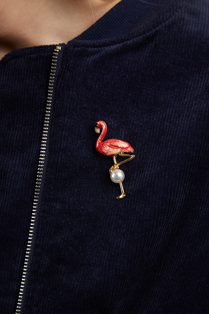 Louche Edom Flamingo Brooch Pink