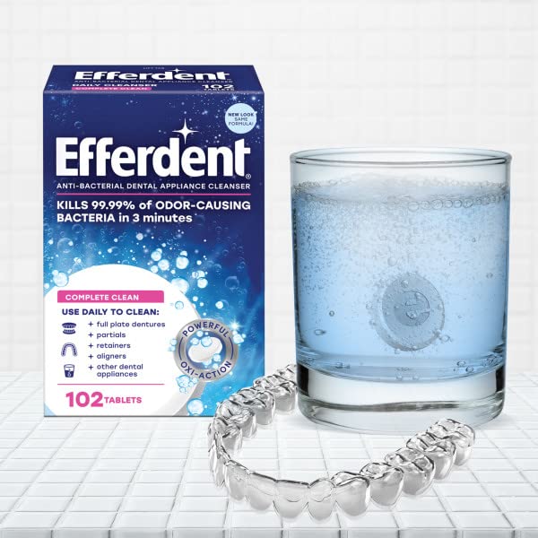 Efferdent Complete Clean Retainer & Denture Cleaner Tablets – 44 Count, Pack of 3