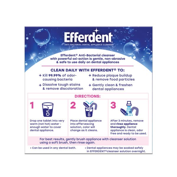 Efferdent Complete Clean Retainer & Denture Cleaner Tablets – 44 Count, Pack of 3