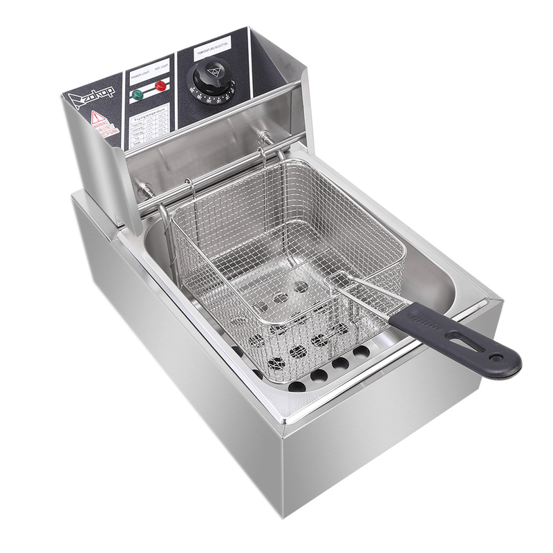 EH81 2500W 220-240V 6.3QT/6L Stainless Steel Single Cylinder Electric Fryer UK Plug - InStock