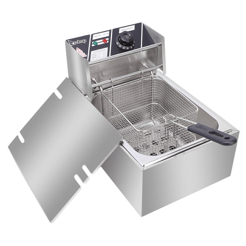 EH81 2500W 220-240V 6.3QT/6L Stainless Steel Single Cylinder Electric Fryer UK Plug - InStock