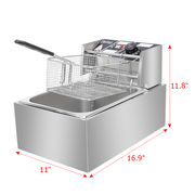EH81 2500W 220-240V 6.3QT/6L Stainless Steel Single Cylinder Electric Fryer UK Plug - InStock