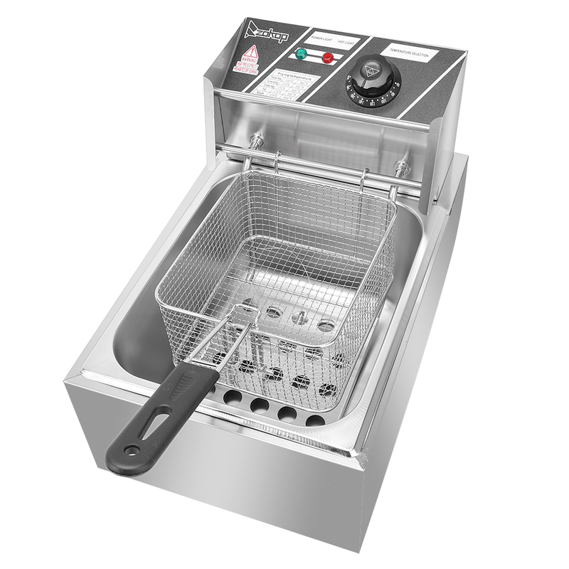 EH81 2500W 220-240V 6.3QT/6L Stainless Steel Single Cylinder Electric Fryer UK Plug - InStock