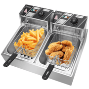 EH82 2500W 220-240V 12.7QT/12L Stainless Steel Double Cylinder Electric Fryer UK Plug - InStock