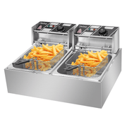 EH82 2500W 220-240V 12.7QT/12L Stainless Steel Double Cylinder Electric Fryer UK Plug - InStock