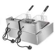 EH82 2500W 220-240V 12.7QT/12L Stainless Steel Double Cylinder Electric Fryer UK Plug - InStock