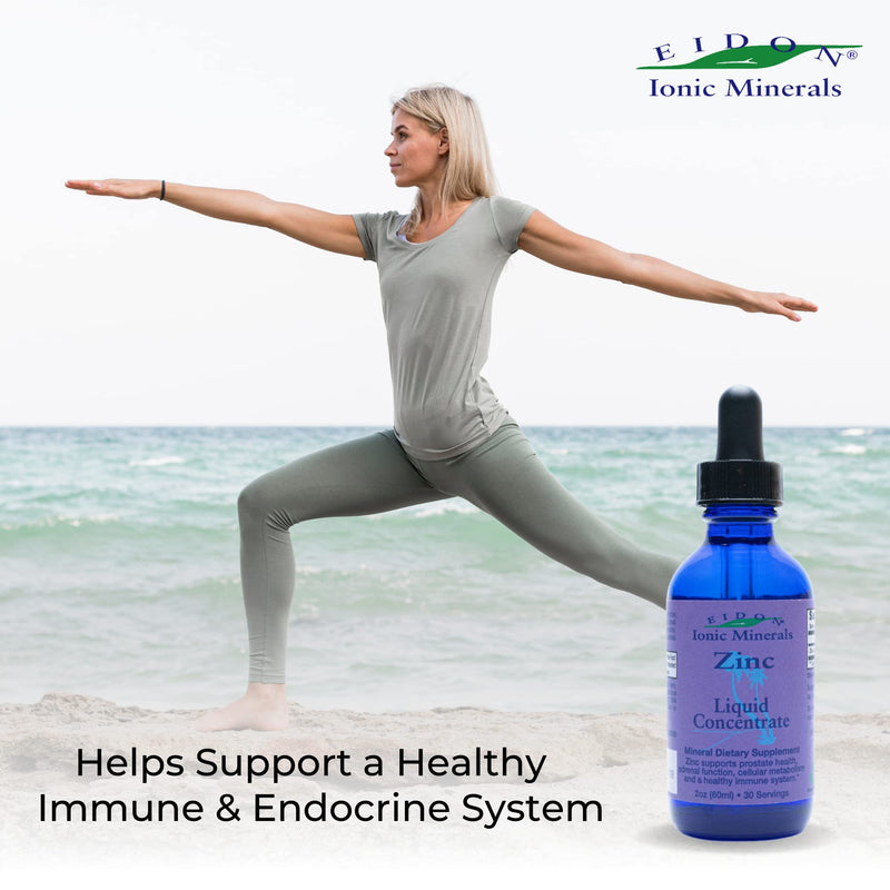 Eidon Ionic Minerals Liquid Zinc Concentrate – Zinc Drops for Immune Support, Hair & Skin Health, Liver & Kidney Health | 2 oz