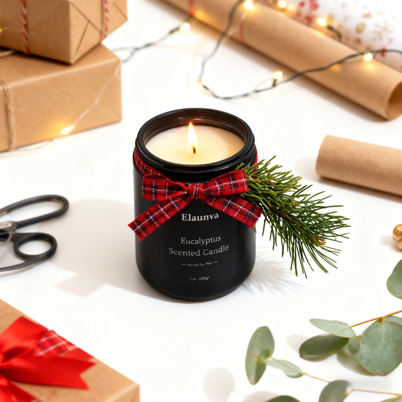 Elaunva Eucalyptus Scented Candle - 7oz, Natural Soy Wax, Aromatherapy