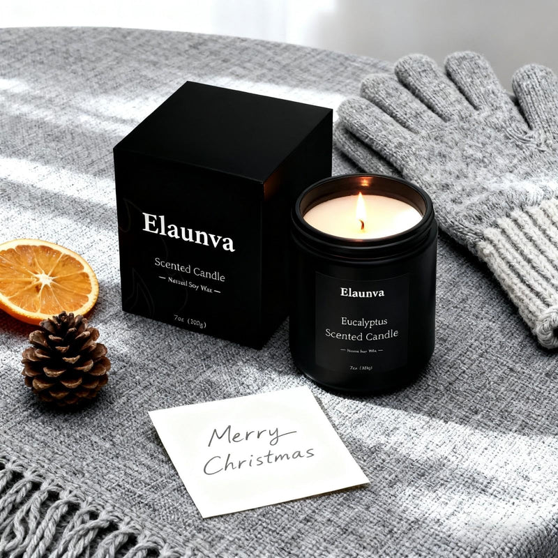 Elaunva Eucalyptus Scented Candle - 7oz, Natural Soy Wax, Aromatherapy
