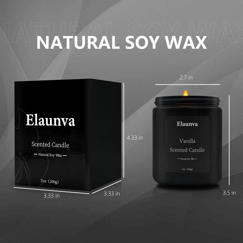 Elaunva Vanilla Scented Candle - 7oz (200g) Natural Soy Wax | Aromatherapy & Home Decor