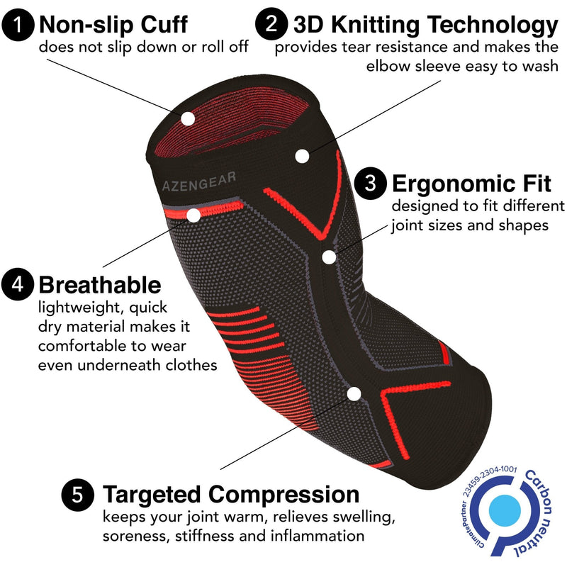 Elbow Support Brace (2 Pack) for Men and Women, Tennis and Golfers Elbow Compression Sleeves
