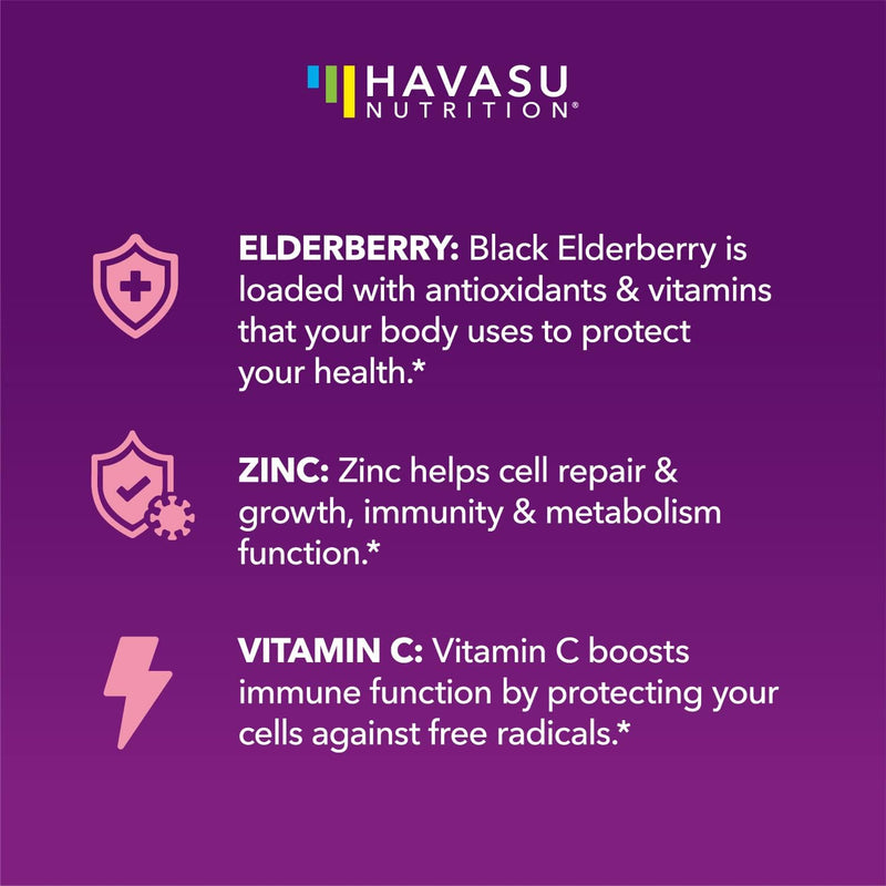 Elderberry Gummies for Kids with Zinc & Vitamin C – 60 Count (Vegan, Berry)