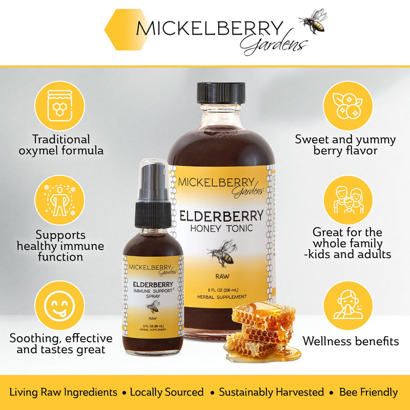 Mickelberry Gardens Elderberry Honey Tonic – Immune Support (4 oz, Pack of 2)