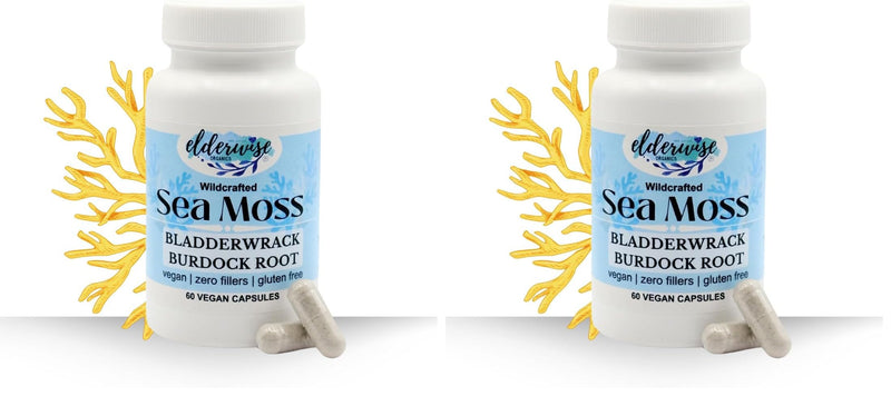 Elderwise Sea Moss Capsules 1400 mg - Burdockroot & Bladderwrack (Pack of 2)