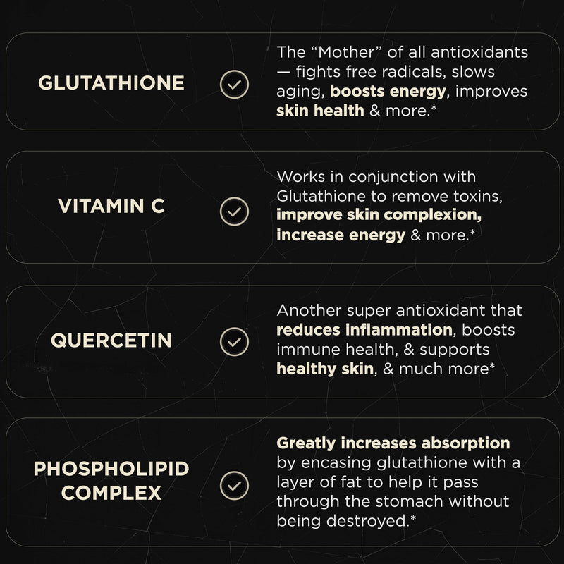 ELMNT 2150mg Super Liposomal Glutathione – Vitamin C + Quercetin (90 Pills, Non-GMO)