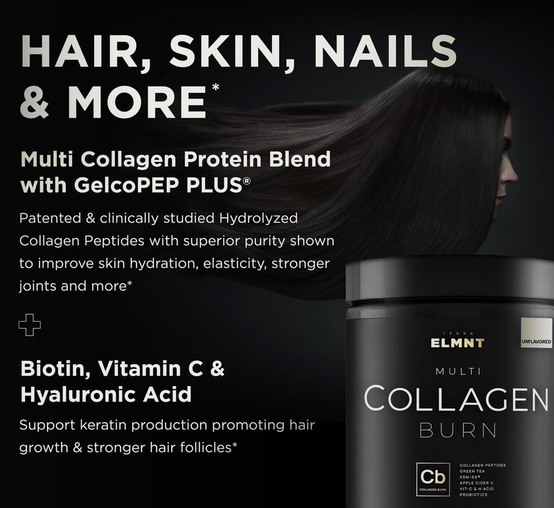 ELMNT Super Multi Collagen Burn for Women – Premium Collagen Peptides with Probiotics (Unflavored)