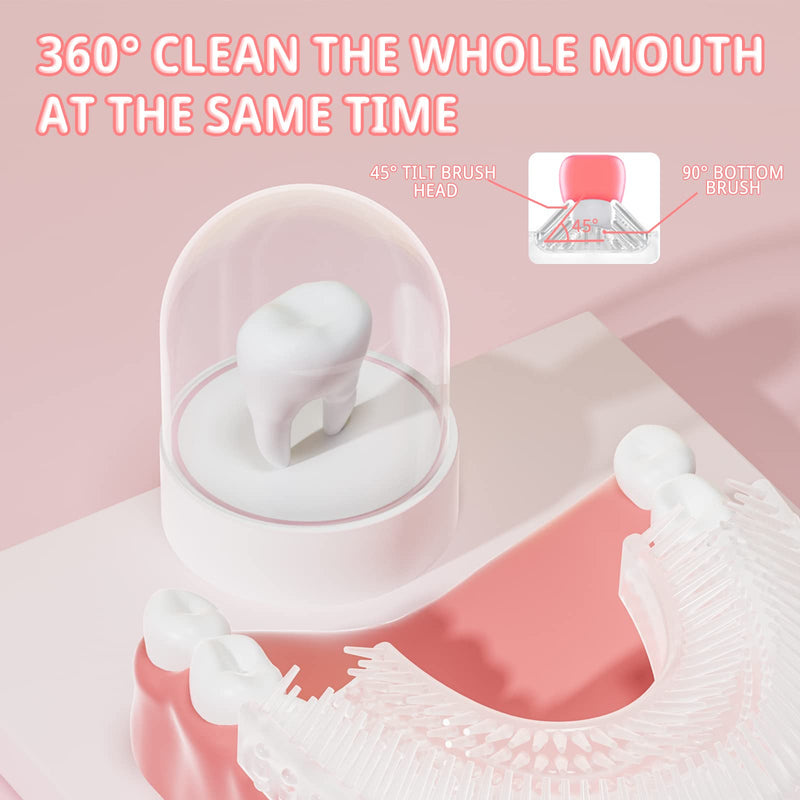 ELOTAME Kids Electric U-Shaped Toothbrush – Unicorn Pink, Rechargeable Sonic, IPX7, 4 Soft Heads (Ages 2-7)