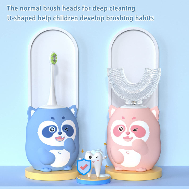 ELOTAME Kids Electric U-Shaped Toothbrush | 6 Modes, 4 Heads, Gray (Ages 2-7)