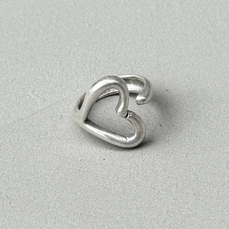 Open Heart Minimalist Silver Ring