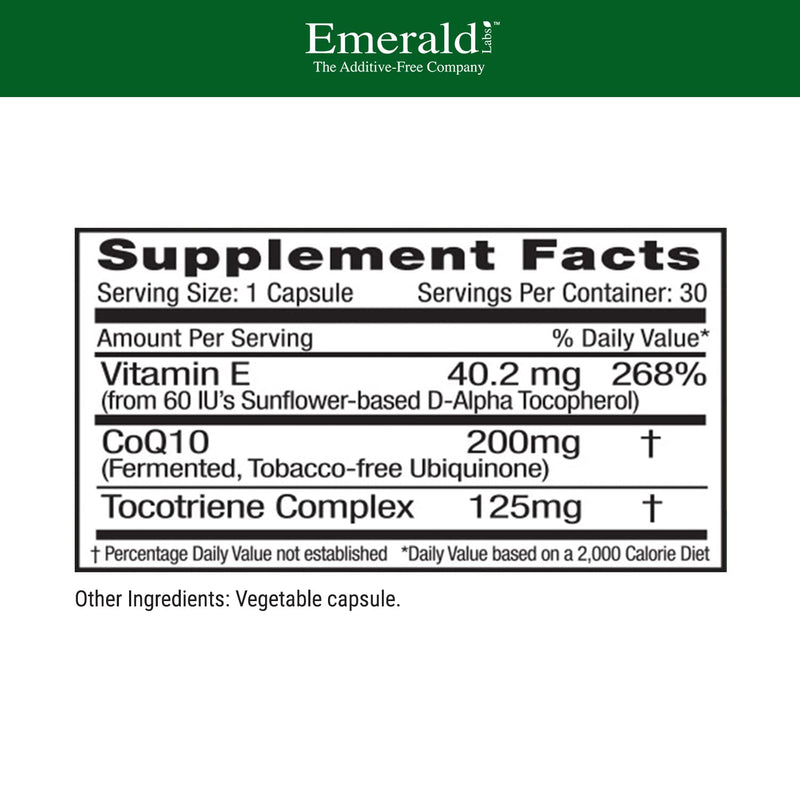 EMERALD LABS CoQ10 200mg - Premium Wellness with Vitamin E (30-day)