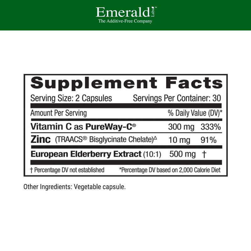 EMERALD LABS Elderberry Plus – Digestive & Immune Support (60 Veg Capsules)