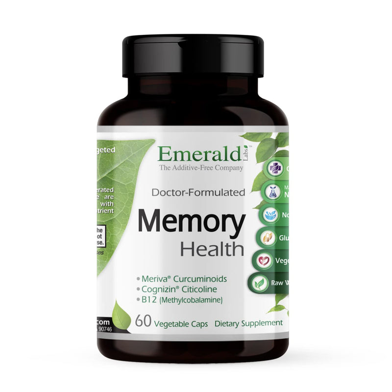EMERALD LABS Memory Health – Brain Health & Memory Supplement with Meriva Turmeric, Vitamin B12 & More | 60 Veg Capsules