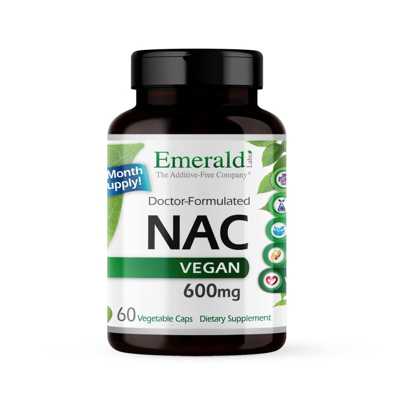 Emerald Labs NAC 600mg – N-Acetyl-L-Cysteine, Vegan Detox Support, 60 Capsules