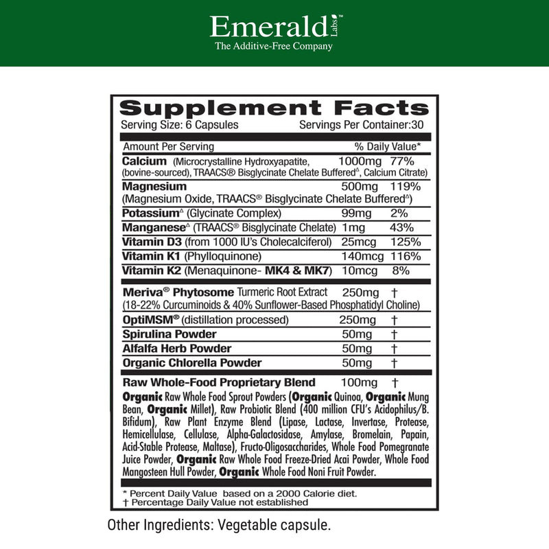 Emerald Labs Osteo Bone Health – Immune & Bone Joint Support | 180 Veg Capsules