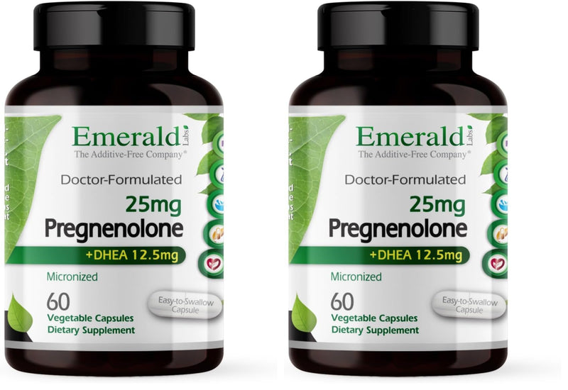 EMERALD LABS Pregnenolone 50mg + DHEA 25mg – 60 Veg Caps (Pack of 2) – Gluten-Free