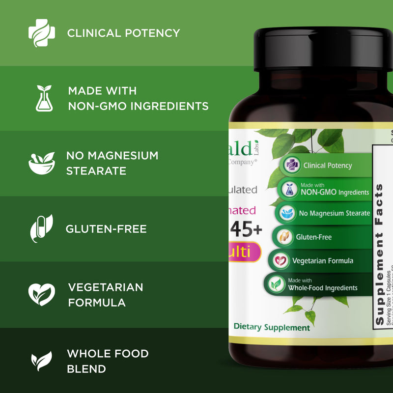 EMERALD LABS Women's 45+ 1-Daily Multi – Gluten-Free Vegetarian Multivitamin, Bone & Heart Support | 60 Veg Capsules
