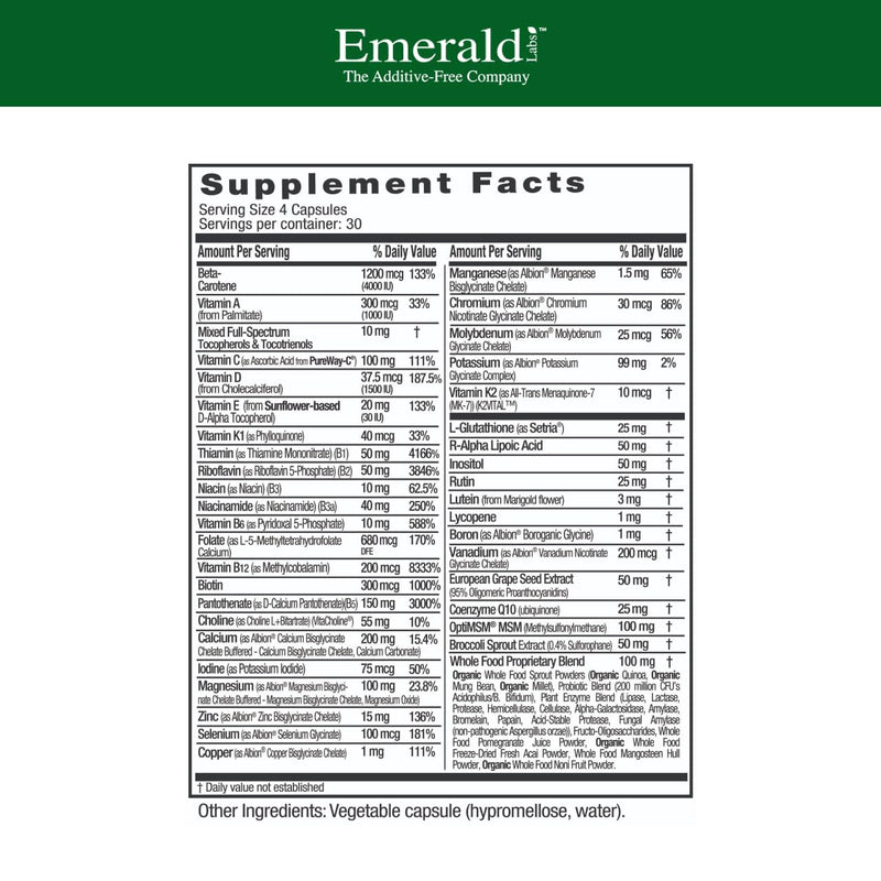 Emerald Labs Women's 45+ Clinical Multi – Gluten-Free & Vegetarian (120 VCaps)