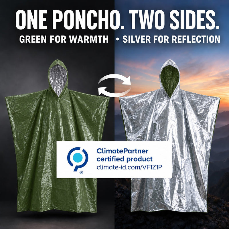 Emergency Survival Foil Poncho (4pc), Reversible
