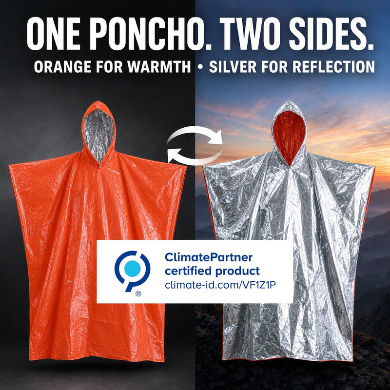 Emergency Survival Foil Poncho (4pc), Reversible