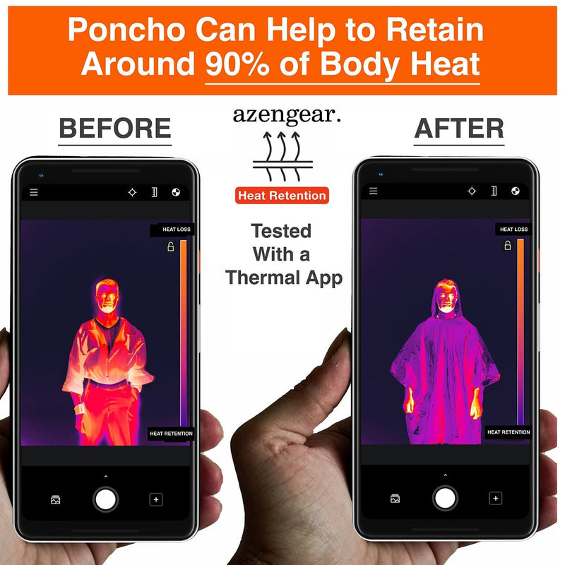 Emergency Survival Foil Poncho (4pc), Reversible