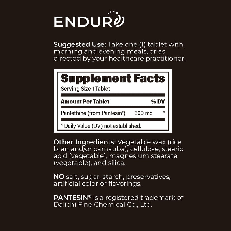 Endur Pantethine 300mg (90 tablets) – Liver Support & Cholesterol Balance | Pantesin