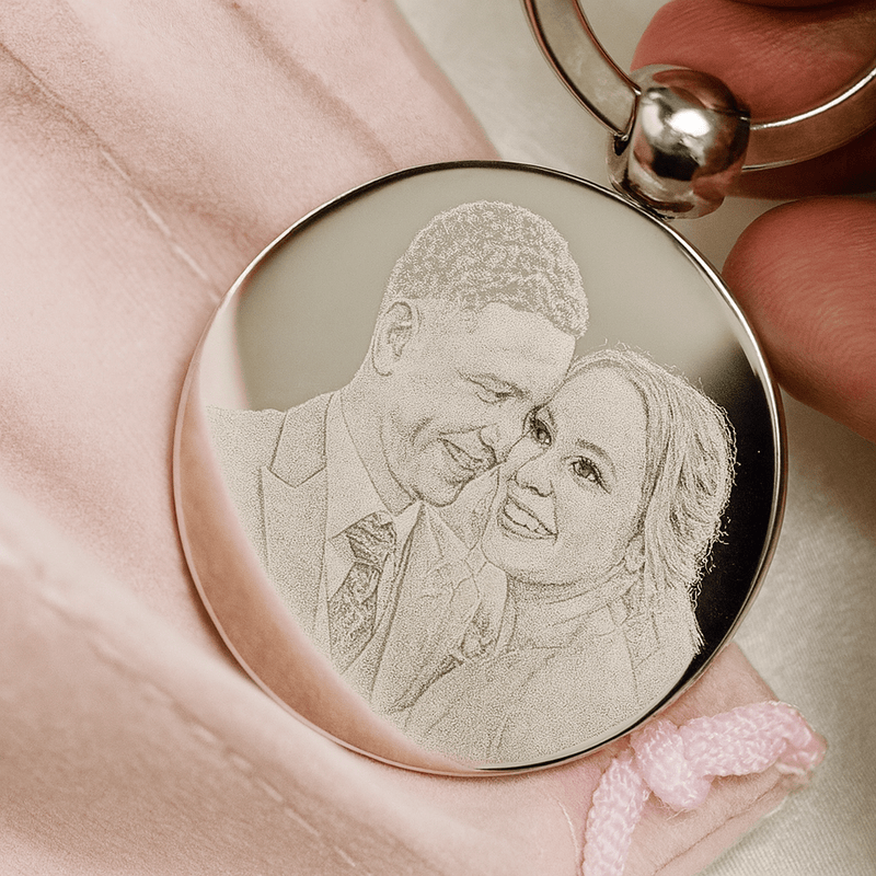 Engraved Stainless Steel Keyring – Custom Photo Keepsake With Double Sided Engraving