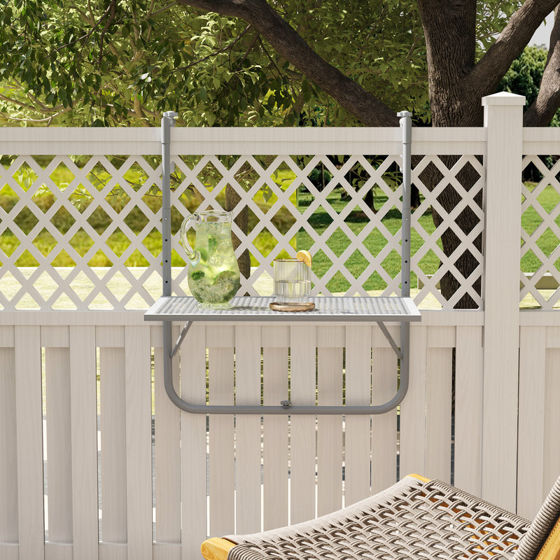 Outsunny Balcony Hanging Table Wall Mount Adjustable Folding Desk Patio Grey