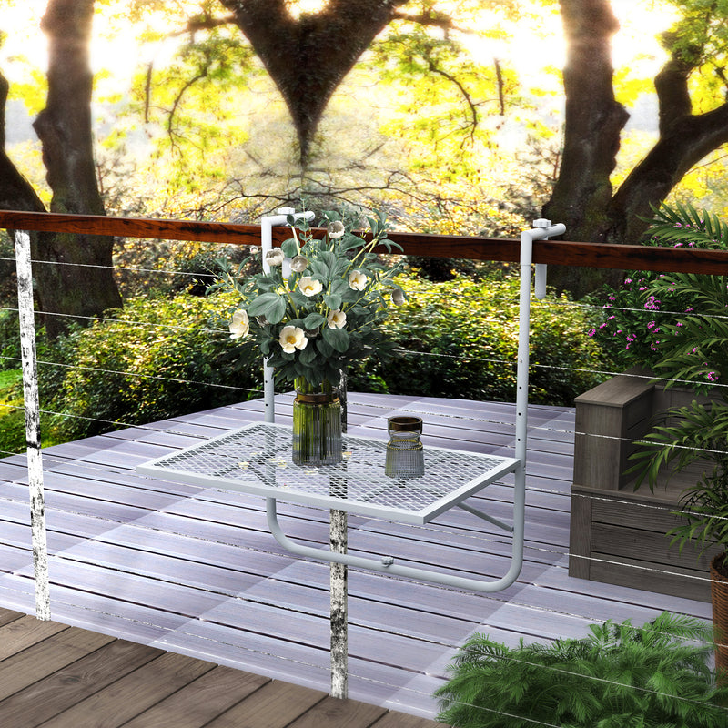 Outsunny Balcony Hanging Table Wall Mount Adjustable Folding Desk Patio Grey