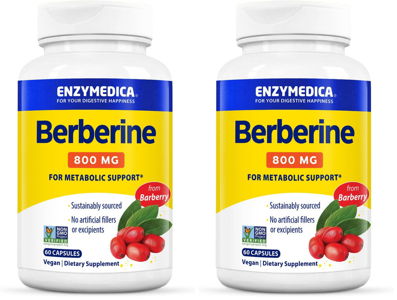 Enzymedica Berberine 800 mg – Vegan Metabolic Support Capsules (Pack of 2) | Sustainably Sourced Barberry