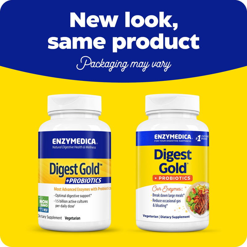 Enzymedica Digest Gold + Probiotics – 2-in-1 Digestive Enzymes & Probiotic Support, 180 Capsules