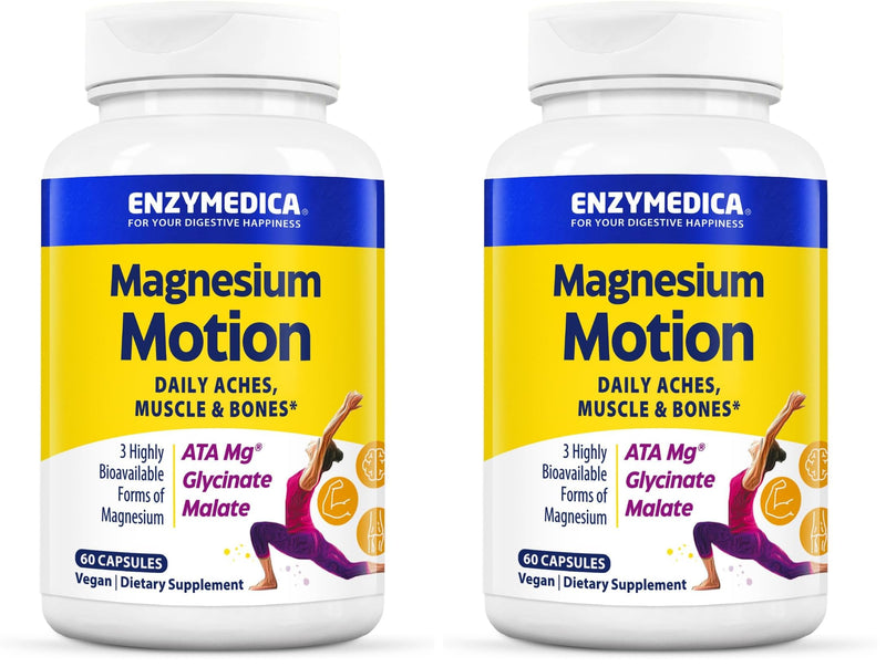 Enzymedica Magnesium Motion – 60 Count (Pack of 2) with 3 Forms: ATA Mg, Glycinate, Malate
